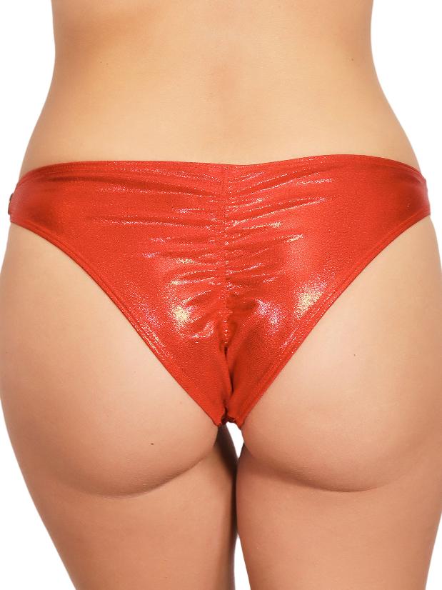 Cleo The Hurricane Metallic Scanty Pants - Flaming Red