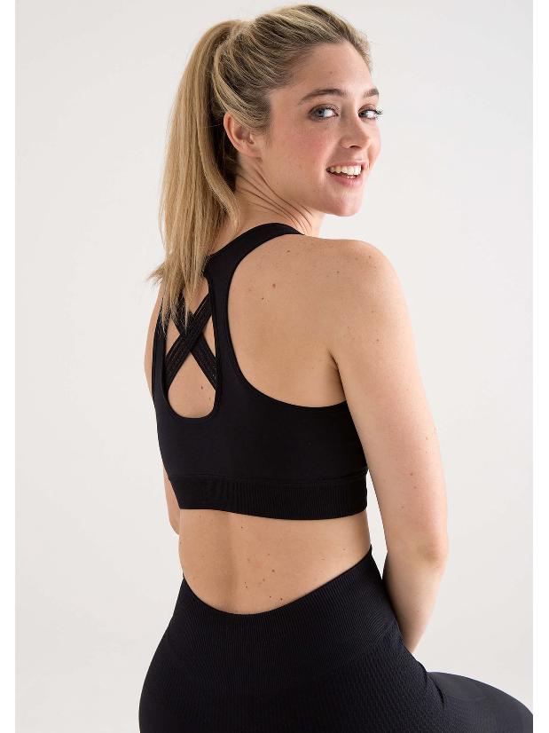 Jilla Active Deep Crescent Sports Bra - Black