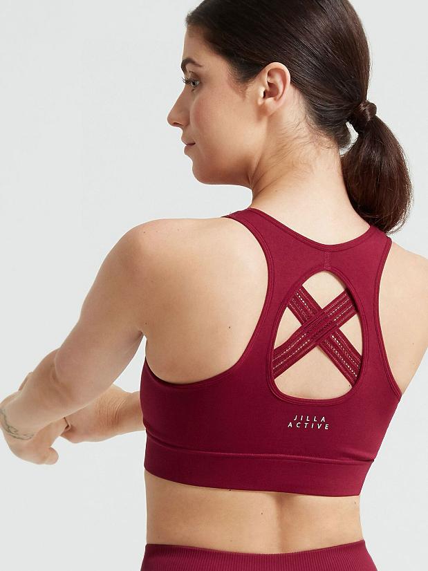 Jilla Active Deep Crescent Sports Bra - Raspberry