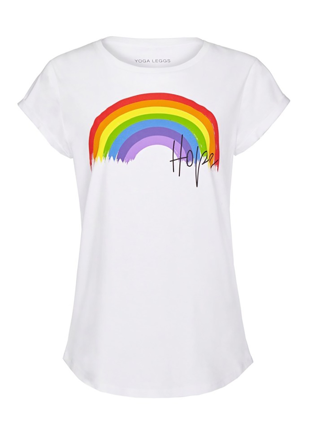 Yoga Leggs Rainbow and Hope White T-Shirt