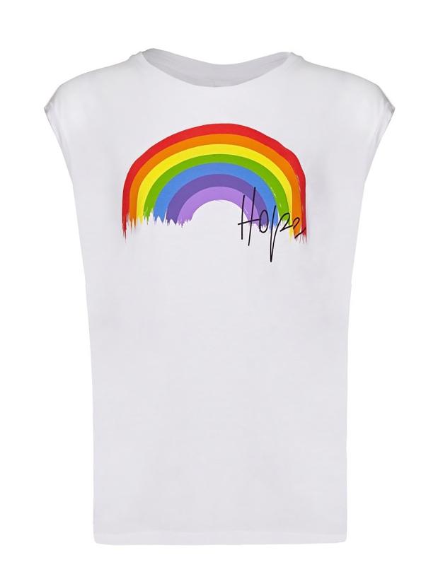 Yoga Leggs Rainbow and Hope White Tank Top