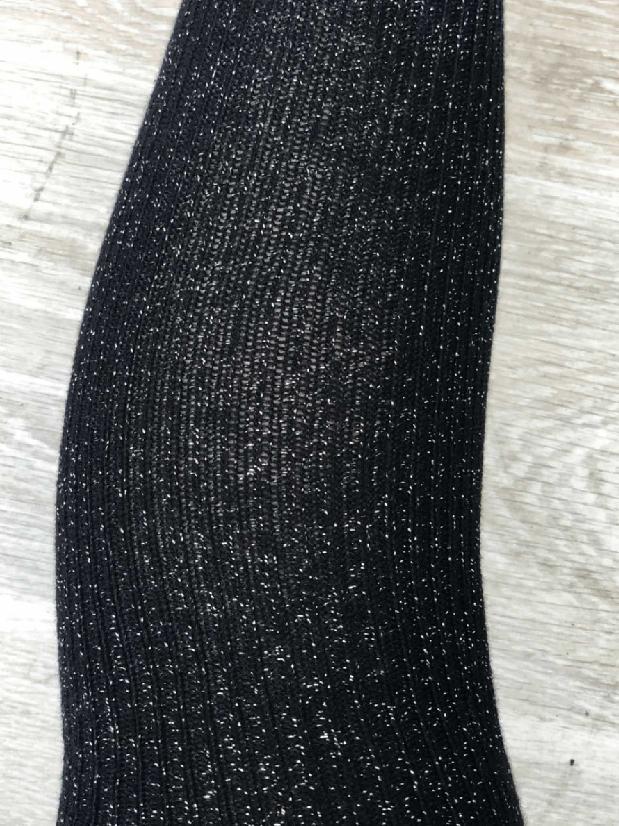Lunalae Thigh High Socks - Black & Silver Sparkle