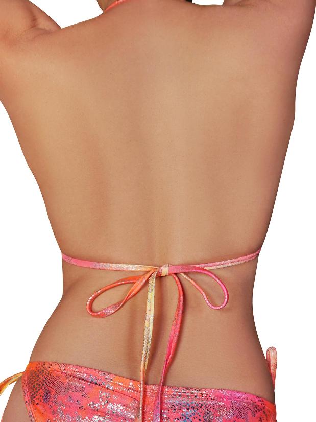 Cleo The Hurricane Reptile String Bikini Top - Orange Pink