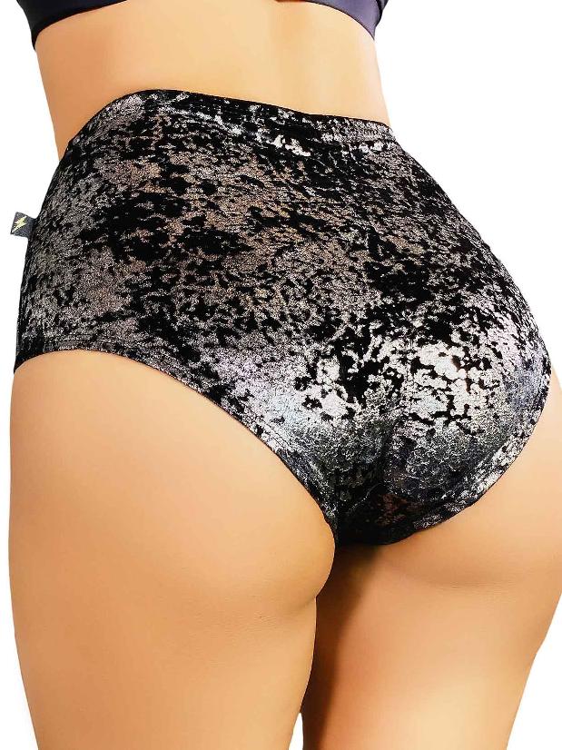 Cleo The Hurricane - Viva La Velvet Silver High Waisted Hot Pants